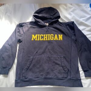 VTG University Of Michigan Perrin Sportswear Navy Blue Hoodie Unisex Size Medium